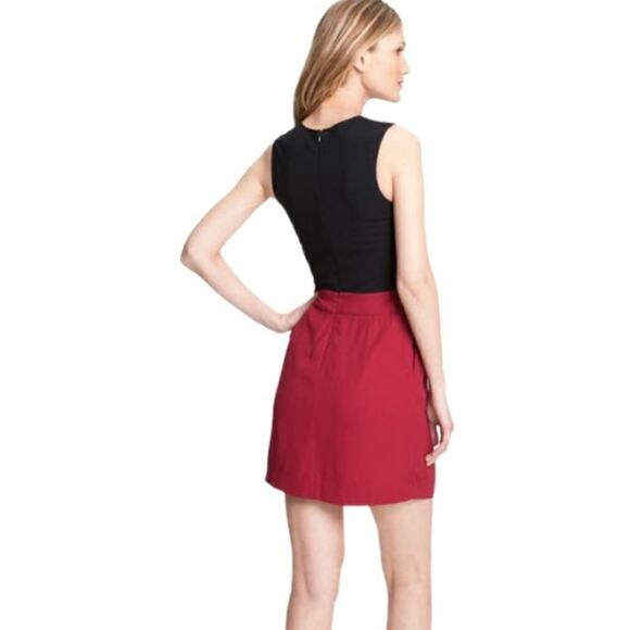 Theory Women's Daura Sleeveless Wool Sheath Dress Black Red Size 10 - Picture 2 of 8